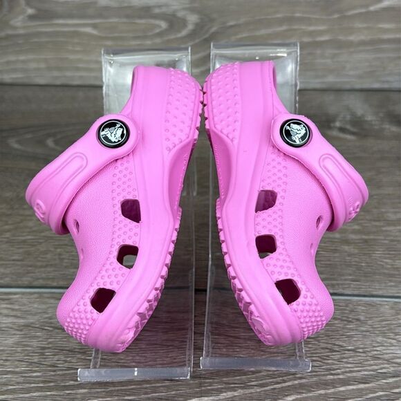 Crocs Classic Toddler Girl Sz 3 Pink Rubber Slip On Comfort Clogs Sandals - Picture 9 of 10